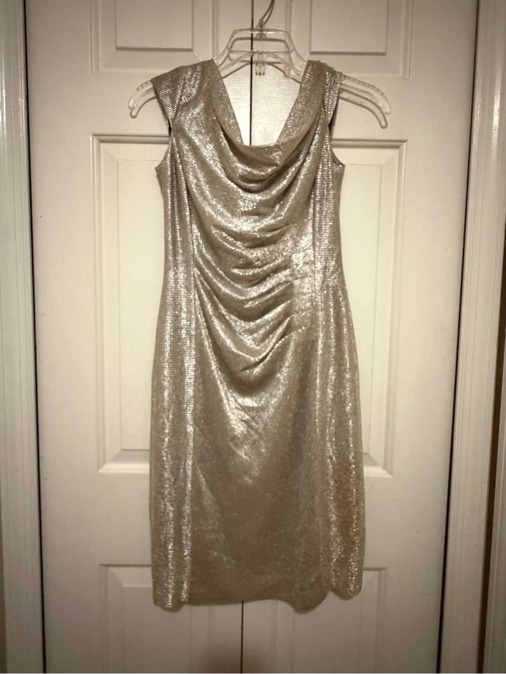 Tahari Metallic Cowl Neck  Dress
